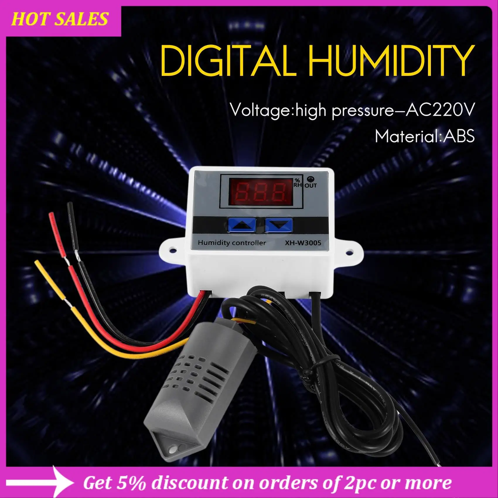 Digital Humidity Controller Hygrometer Humidity Control Switch 0-99%Rh Hygrostat With Humidity Sensor,Requisite