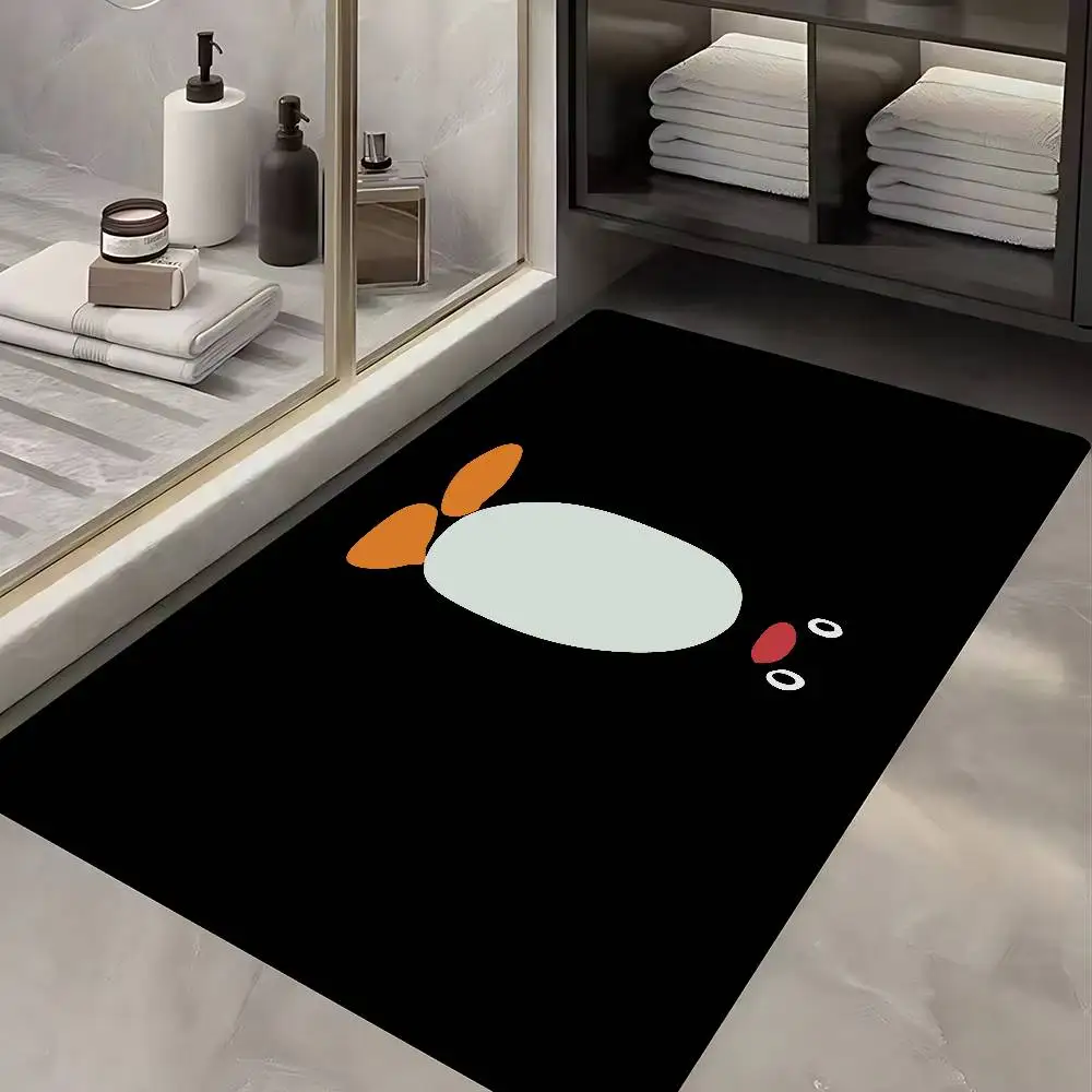 Children Animation P-Pingu Bathroom Mat Anti-slip Absorb Water Long Strip Cushion Bedroon Mat Welcome Doormat