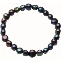 AAA Grade Black Freshwater Pearl Adjustable Bracelet 5-6mm Beads 18cm Length Stretch Bracelet for Women Birthday Festival Gift