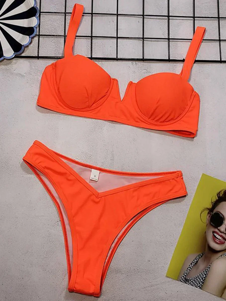

Sexy Push Up Underwired Bikini Women Swimsuit Female High Cut Swimwear Two-pieces Bikini Set Ribbed Bathing Suit Swim Beach Wear