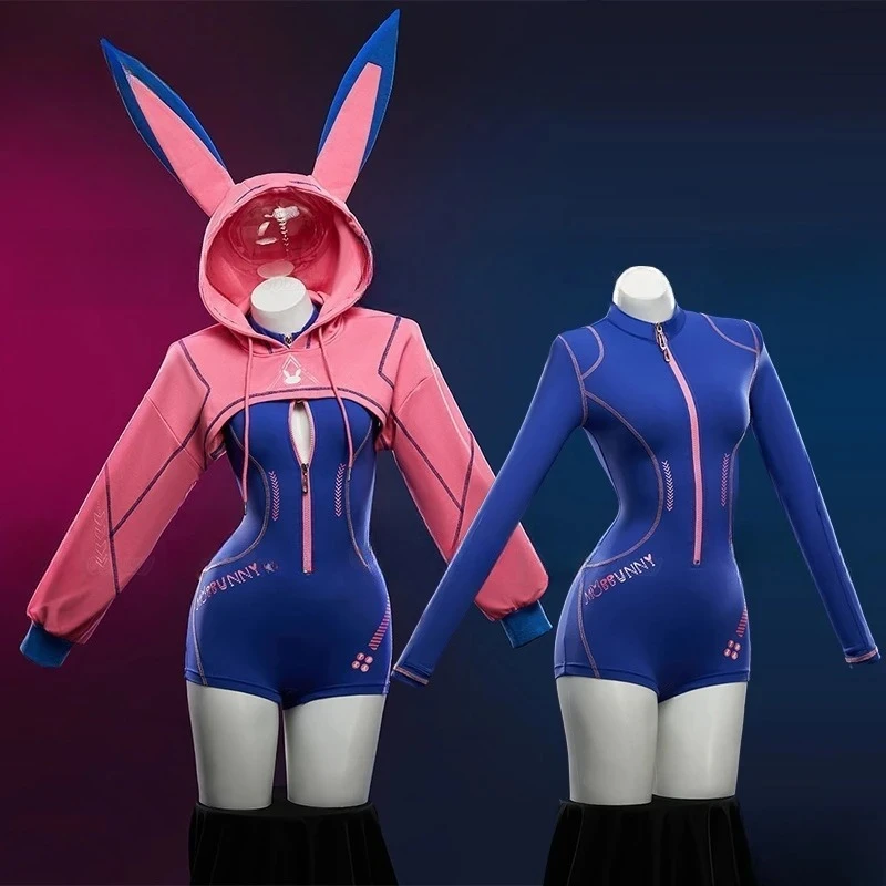 

2025 new Anime D.V A cy Bunny Jumpsuit ber Cosplay Costume Tight fitting sports jumpsuit Women Halloween Christmas Carnival Suit