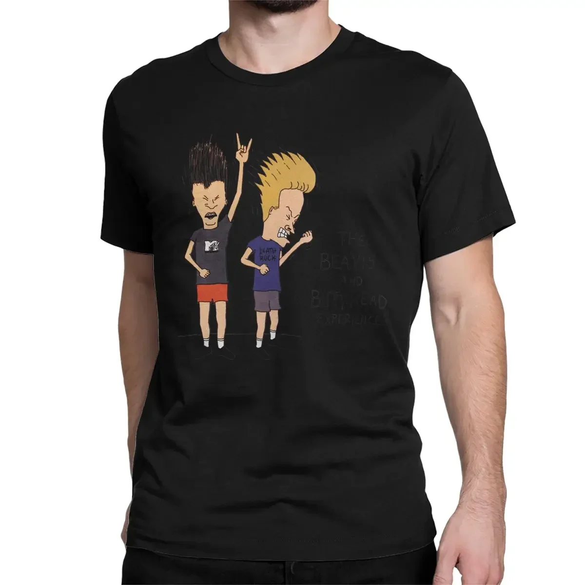 Short Sleeve Tees Plus Size Clothing oversized Beath Rock Beavis And Butthead MTV T-Shirts for Men Round Collar Cotton T Shirts