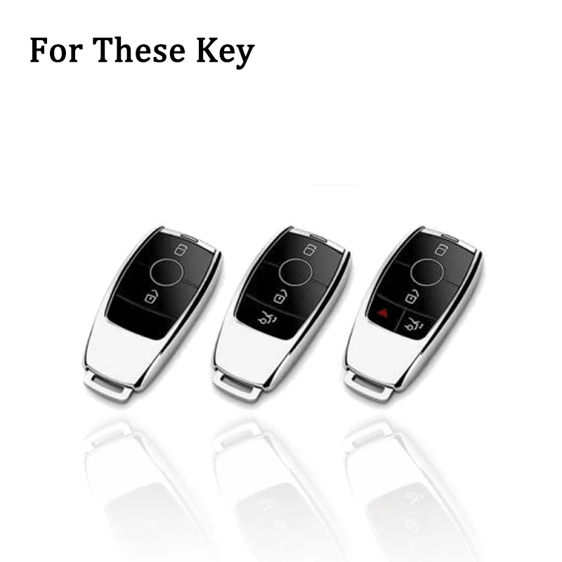 Carbon Fiber Car Remote Smart Key Fob Case Cover Holder Bag With Keychain For Mercedes Benz A B C E S G AMG GLC GLB