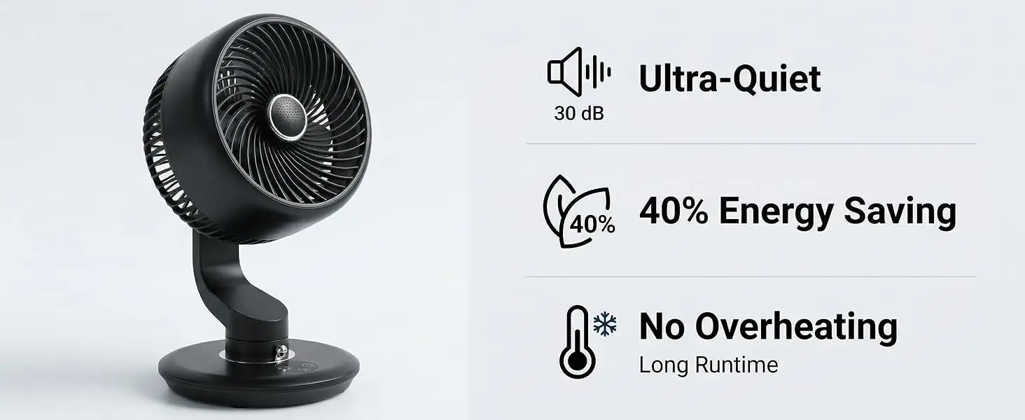 Rechargeable Desk Fan with 120° Oscillation and 90° Tilt — detail 3