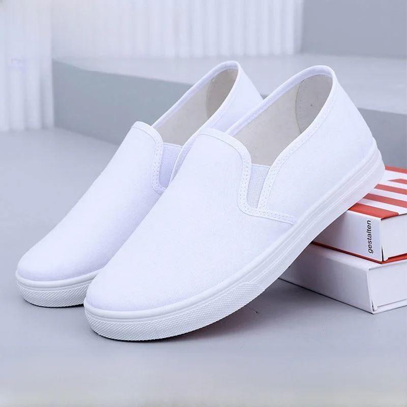 

Unisex White Canvas Lab Shoes Soft Bottom Work Footwear Dust-Free Home Comfortable Warm Shoes by Fei Lan Gu in Beijing