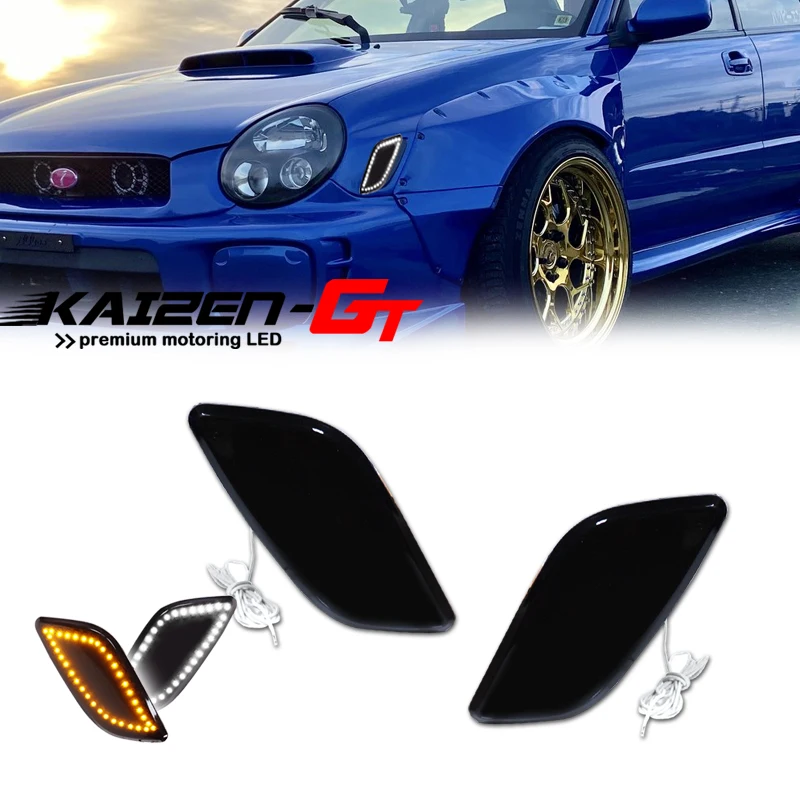 White & Amber Dual-color LED Front Side Marker Light For 2002-2003 Subaru Impreza RS TS WRX DRL/Driving Light, Turn Signal Light