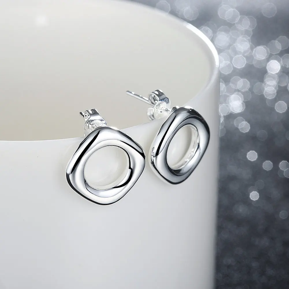 

1 пара квадратных серег-гвоздиков из стерлингового серебра 925 пробы для женщин, модные очаровательные ювелирные аксессуары, подарок на Рождество и день рождения