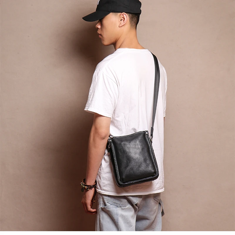 LUOKIR Fashion Echtes Leder Umhängetasche männer Casual Schulter Kleine Tasche Klassische Mehrere Fächer Rindsleder Umhängetasche – Detail 5