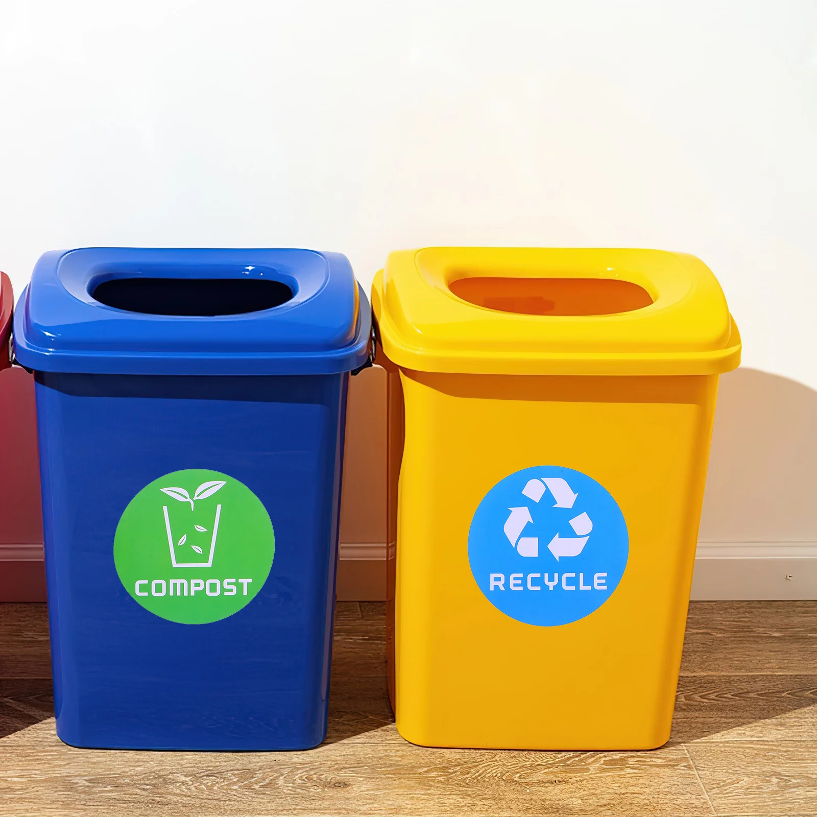 

6Pcs Trash Classification Stickers for Recycling Bins Easy Clean Colored Labels for Home Office Waste Sorting Sticker Labels