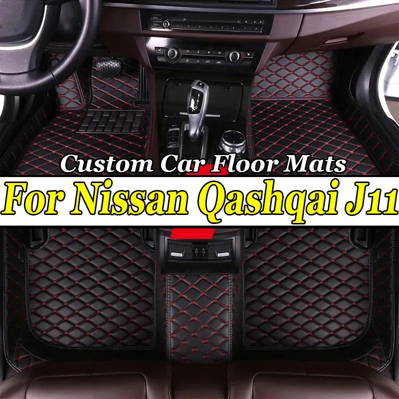 LHD Car Floor Mats For Nissan Qashqai J11 2023 2022 2021 2020 2019 2018 2017 2016 2015 2014 Carpets Protect Accessories Rugs