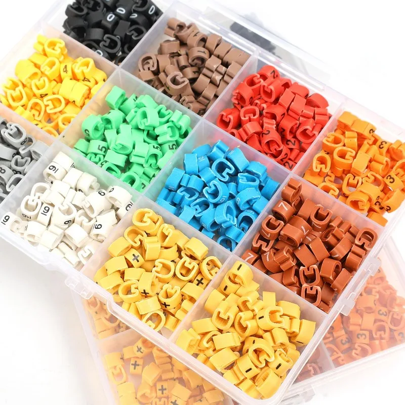 600pcs 0 To 9 Number Tube Cable Wire Marker Colorful Waterproof Labels Electrical Cord Management Wire Fixed Cables Clip