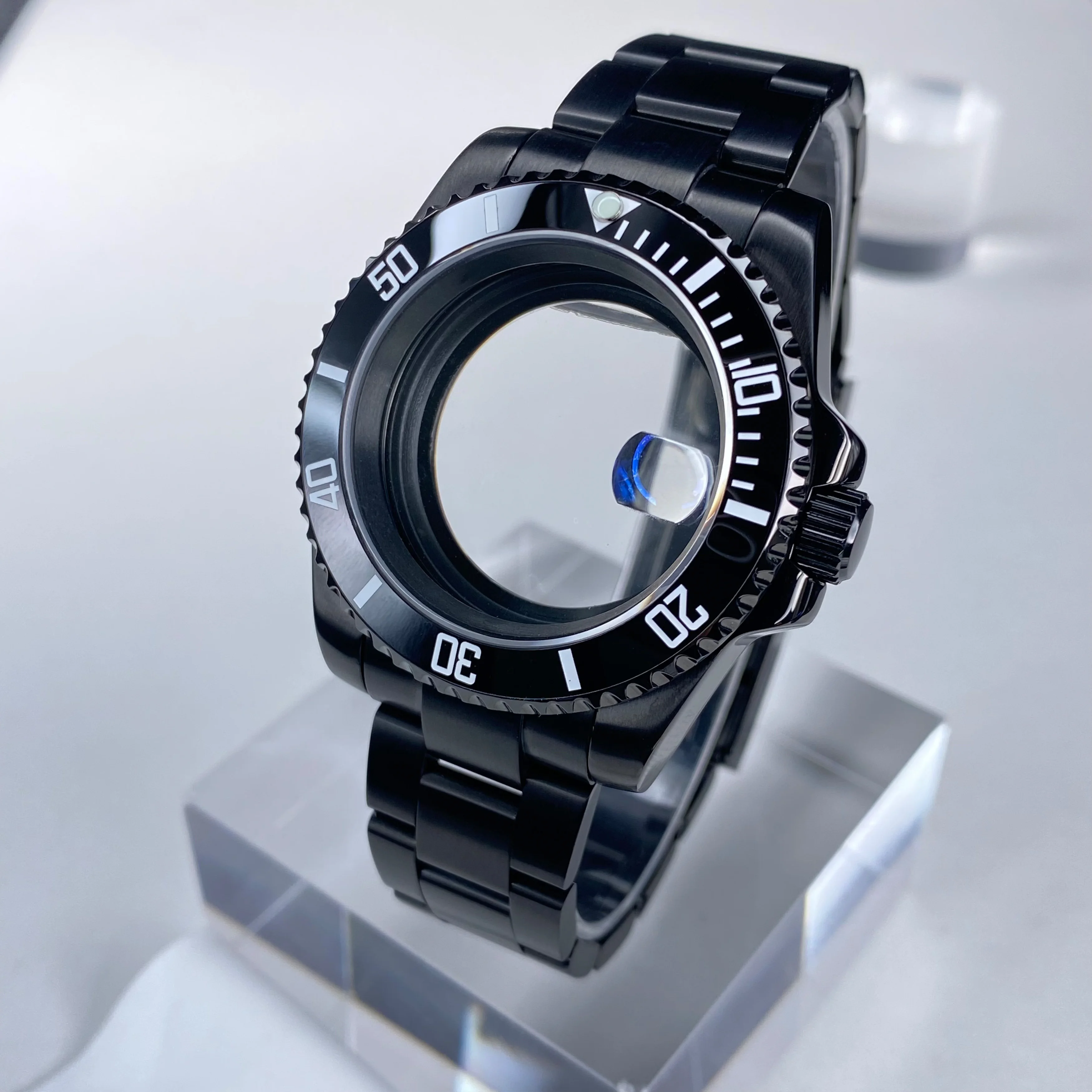 NH35 watch case GMT/SUB 40mm Black High Quality Stainless Steel Sapphire Glass fit NH34/35/36 movement 28.5mm Dial watch case