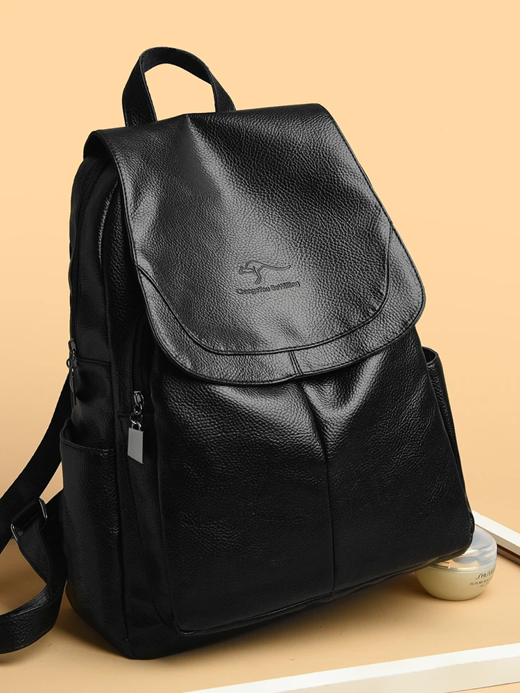 

Orange Shoulder Women 2024 New Leather Texture Lychee Pattern Fashion Versatile Backpack For Women, Large Capacity Travel Bag