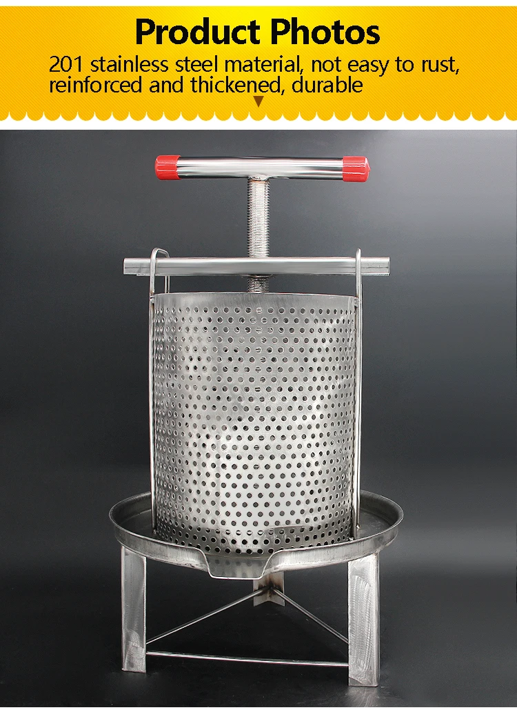 Manual Beewax Honeycomb Presser Stainless Steel Honey Extractor Fruit Wine Press Nature Juice Make Machine Beekeeping Equipment