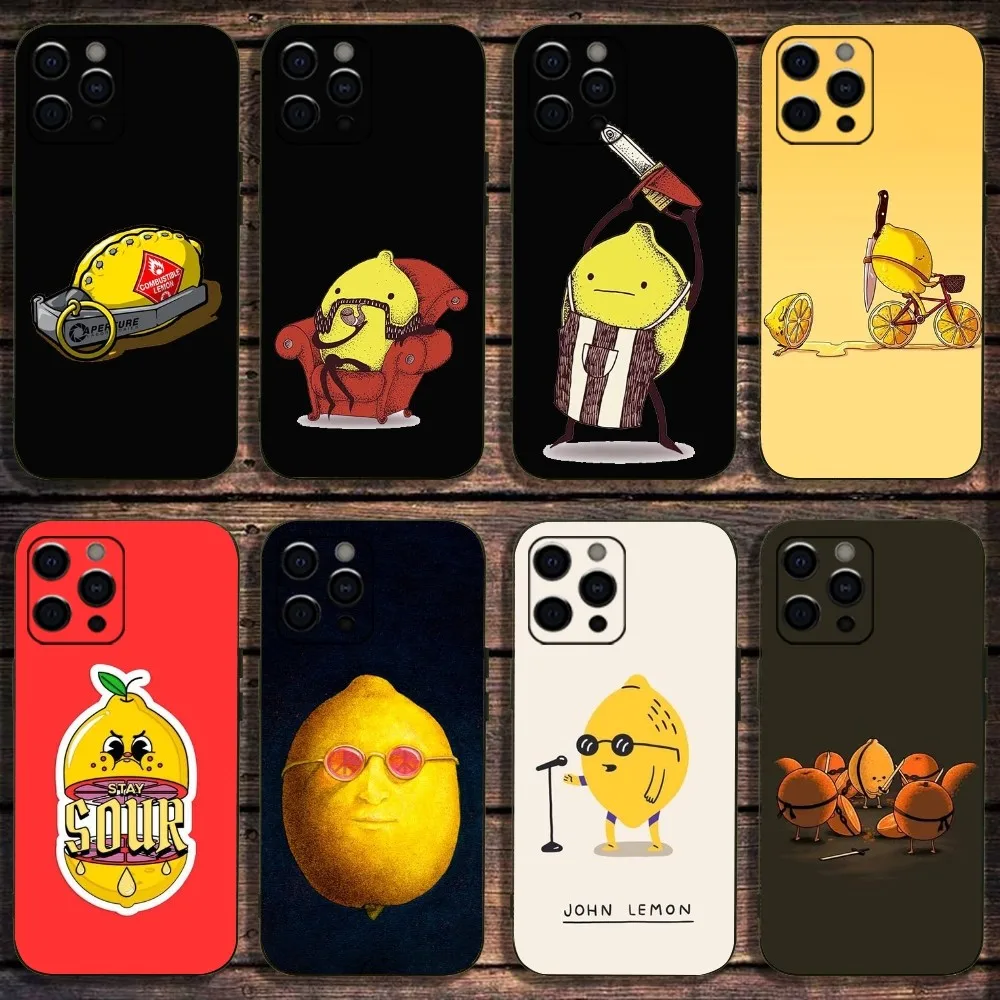 Funny Lemon Phone Case For Apple iPhone 15,14,13,12,11,Pro,X,XS,Max,XR,Plus,Mini Soft Black Cover