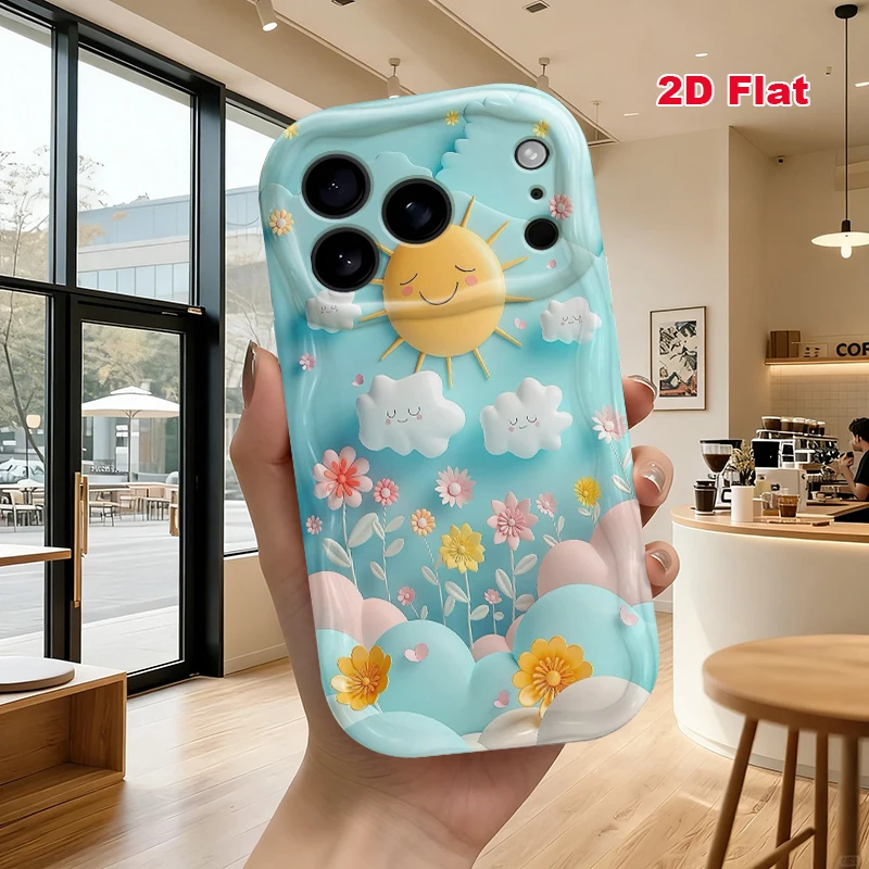 2D Flat Soft Silicone Phone Case For iPhone 17 Pro Max 16 18 Pro 13 11 15 14 Plus 12 17 16E 17Promax Shockproof Transparent Funda Cover