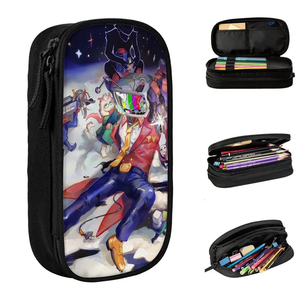 Deltarune Tenna TV Pencil Case Video Game Pen Holder Pencil Bags Kids Large Storage School Supplies Gifts Pencil Box