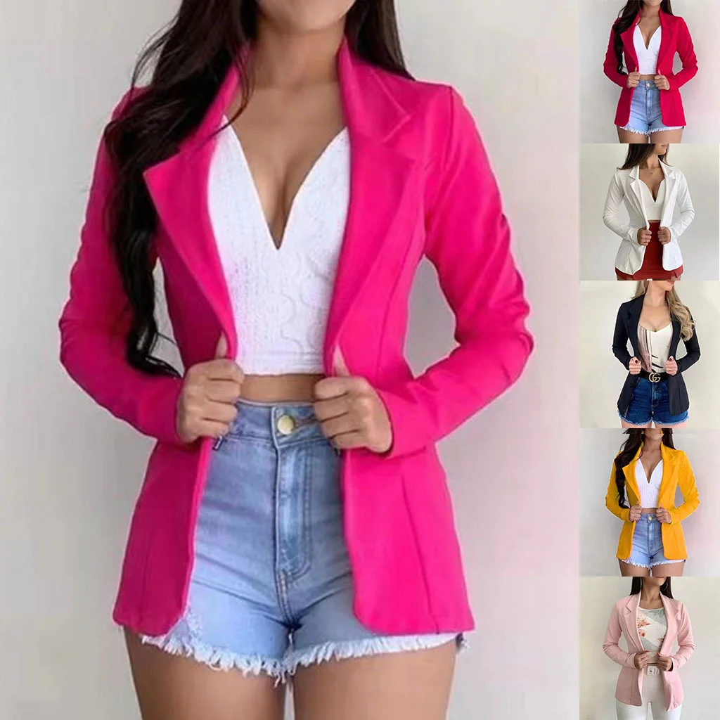 Women's Blazer 2024 Formal Blazer Women's Office Work Set Pocket Jacket Coat Loose women's wear