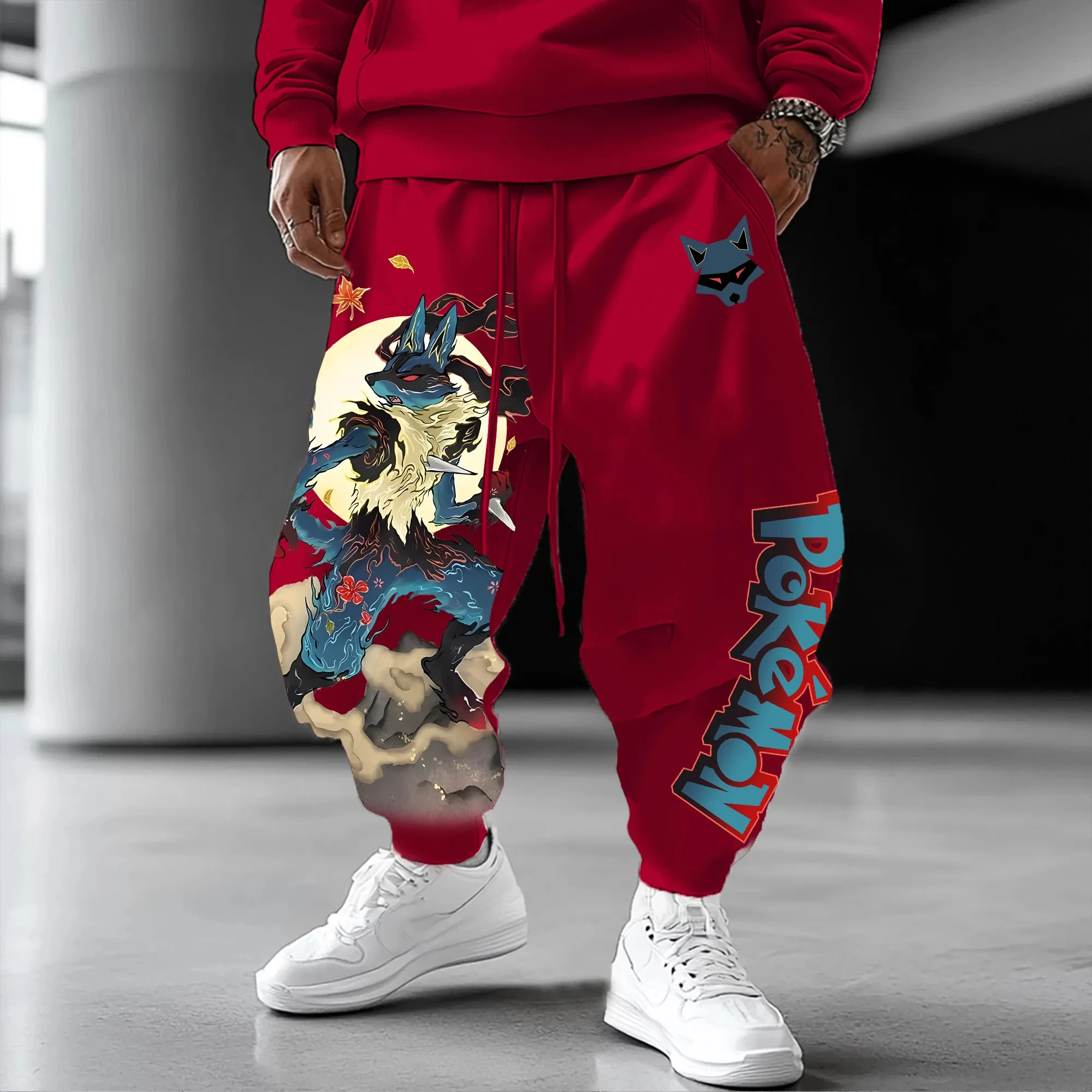 Pok É Mon Anime Sweetpants 2025, Herbst/Winter, neue Herren- und Damen-Lucario-Druck, japanische Harajuku-lose lässige Sporthose