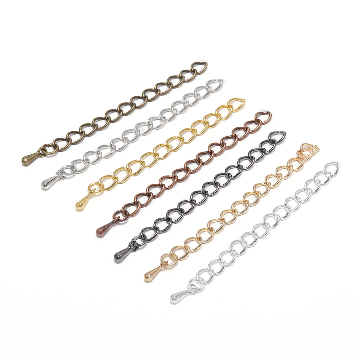 20 sztuk 50mm/70mm 5*4mm Tone rozszerzony przedłużacz łańcuszek na ogon naszyjnik łańcuszek na ogon złącze znalezienie dla bransoletki podstawa taca akcesoria
