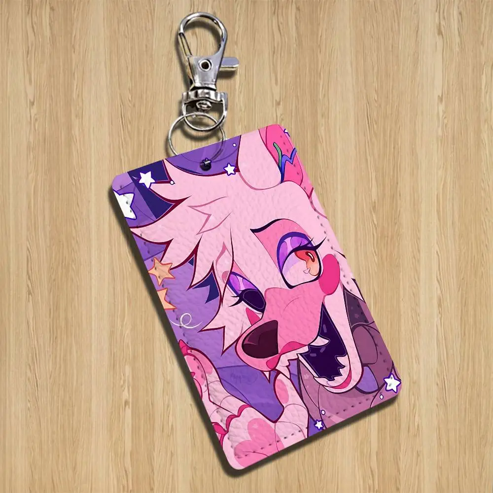 กระเป๋าใส่บัตรหนังพร้อมพวงกุญแจรูปสี่เหลี่ยมผืนผ้าลาย A-FnafS ปี 2026 สำหรับใส่บัตรประจำตัว บัตรเข้าออก พร้อมห่วงคล้องกุญแจ