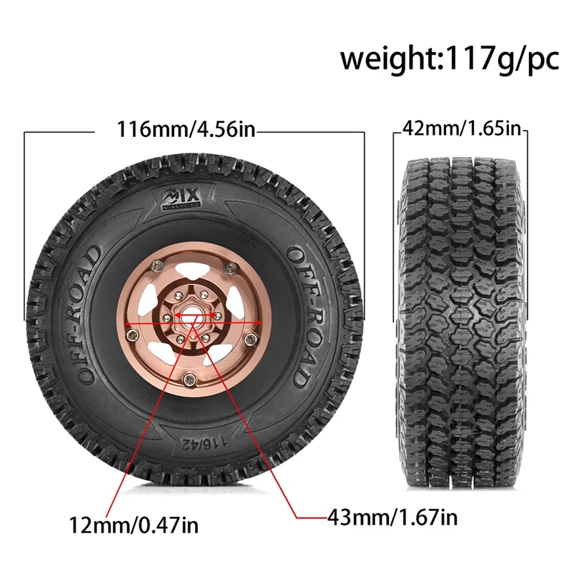 AA60-4PCS 116 ミリメートルオフロードバギータイヤホイール 12 ミリメートル六角ハブ 1/10 RC レーシングカー 4WD ニトロ HPI/HSP/バズーカ/キャンピングカー/京商用
