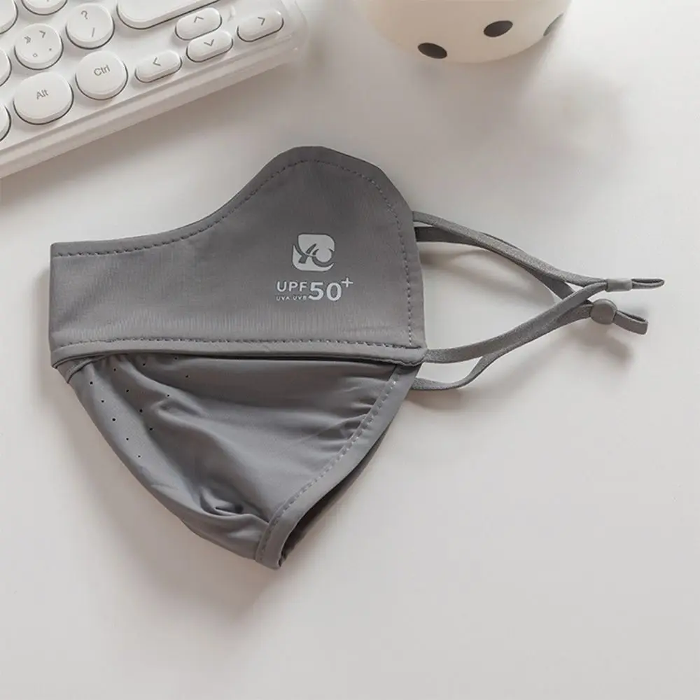 1Pcs Sun Protection Face Mask Durable Ice Silk Anti-UV Summer Sunscreen Mask Driving Solid Color Face Shield