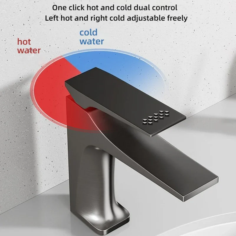 

Copper Alloy Bathroom Faucet Anti-Splash Dual Temperature Control Brushed Finish Sink Tap Basin Anti Splash Faucet With 80cm In