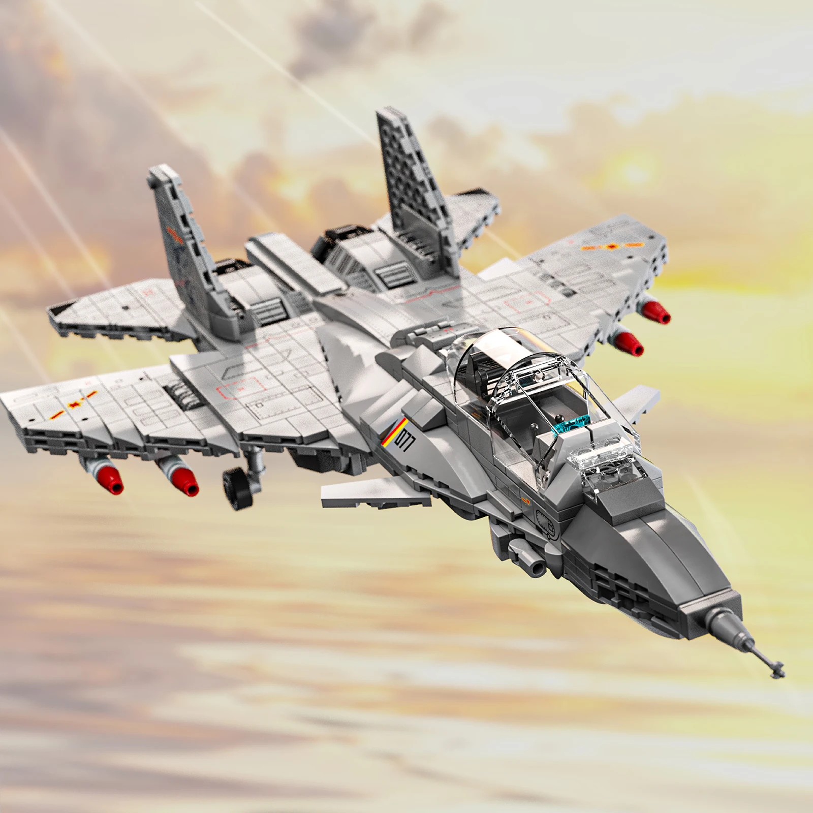725 قطعة ألعاب مكعبات بناء الطائرات الفضية نموذج طائرة مقاتلة تجميع لغز الطوب مجموعات الالعاب للطفل سطح المكتب هدايا مزخرفة