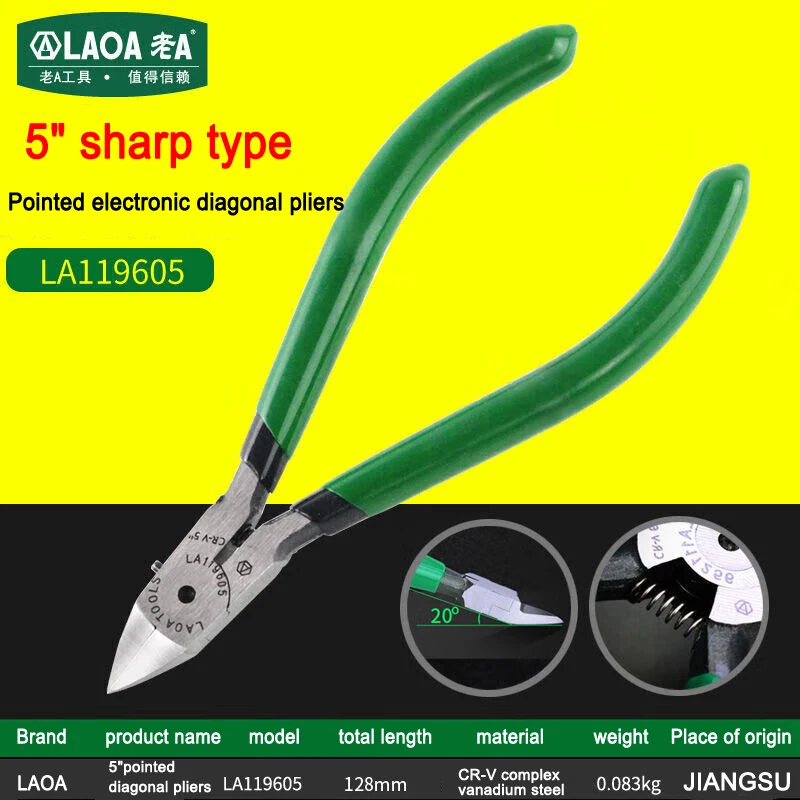 LAOA chrome vanadium steel precision diagonal pliers model electrician\'s scissors diagonal pliers 5-inch