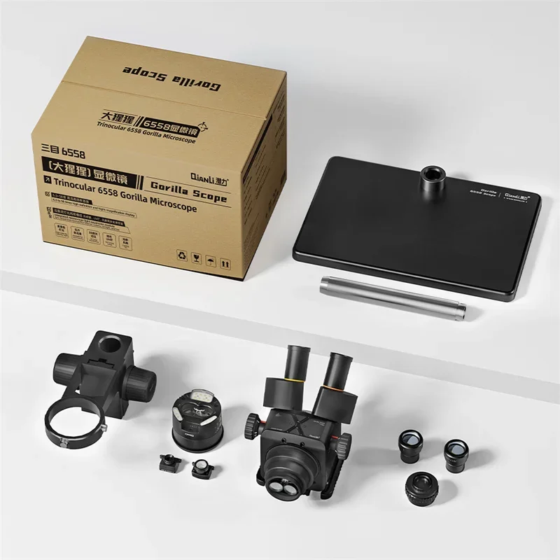 Qianli 6558 6.5X-58X Zoom Gorilla Trinocular Microscope for Mobile Phone Motherboard Welding Repair High Definition Microscope