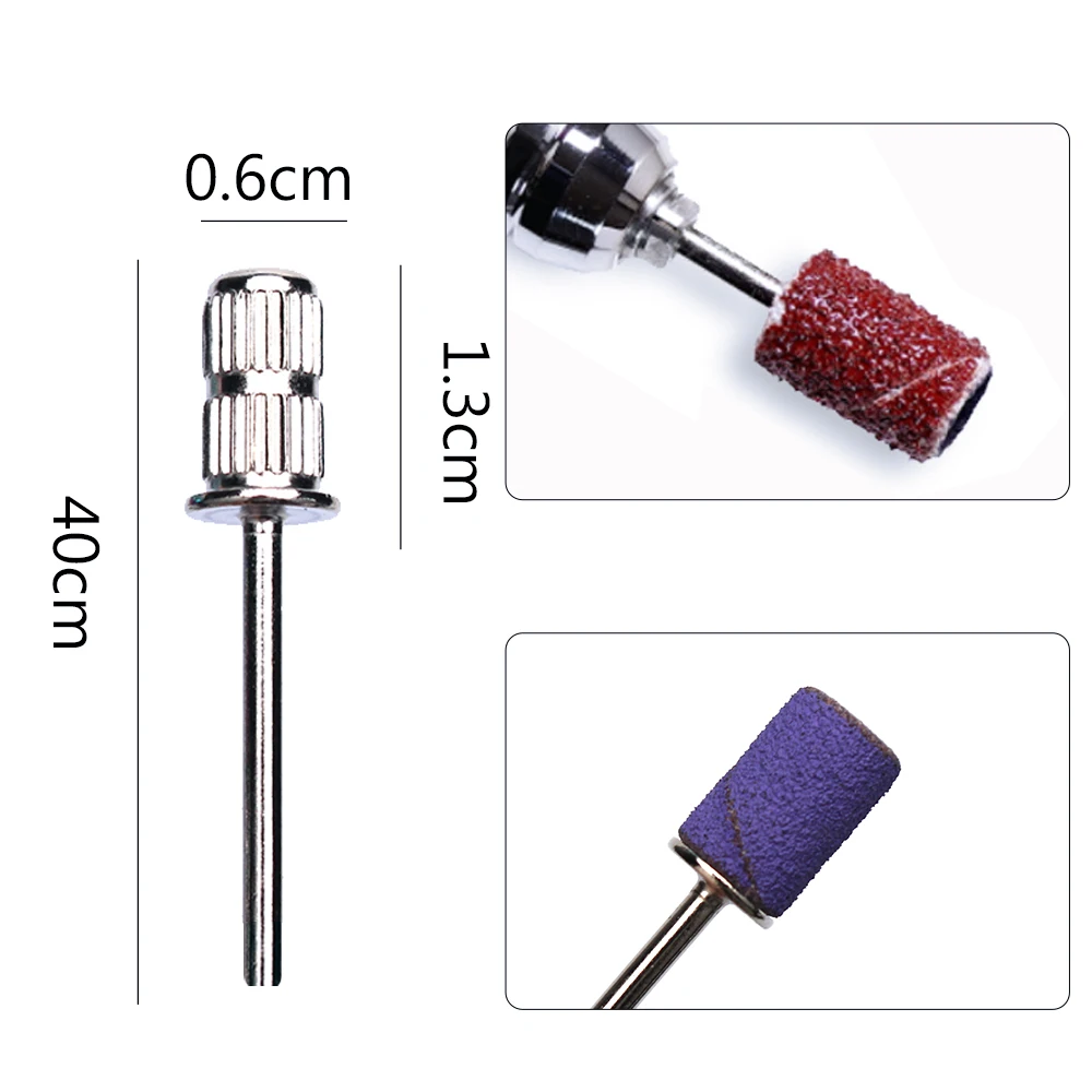 3/5/10 pièces forets à ongles en argent accessoires de forage à ongles foret à mandrin tambour de ponçage des ongles pour bandes de ponçage