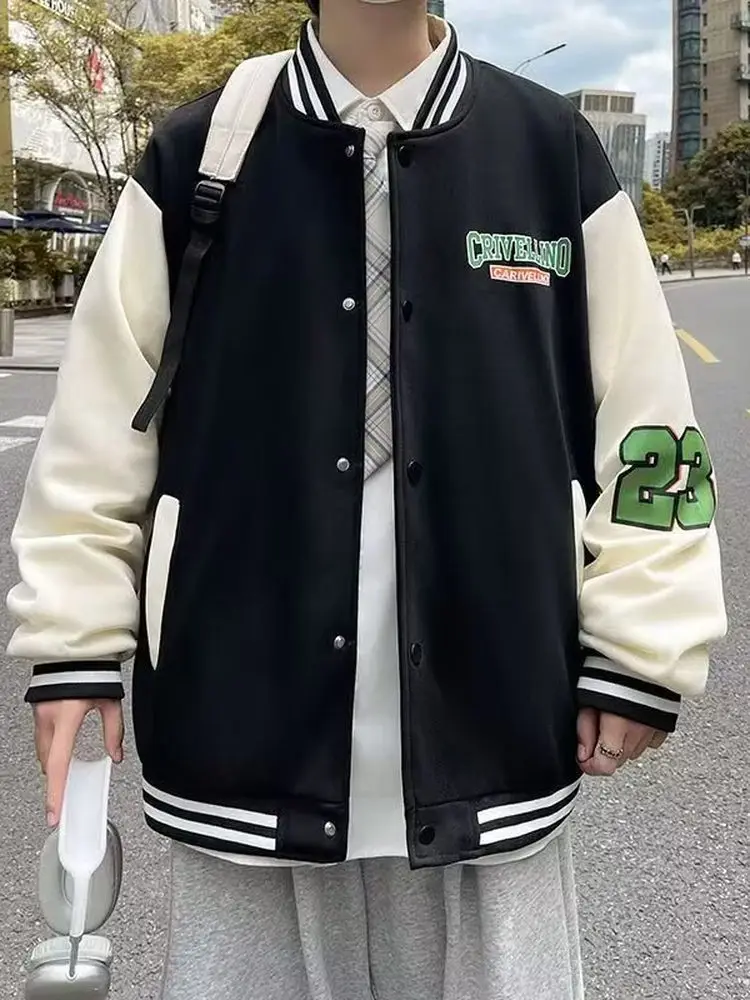

Американский бейсбольный топ в стиле ретро, мужской весенне-осенний свободный повседневный универсальный топ-джак из полиэфирного волокна, длинный све, теплый