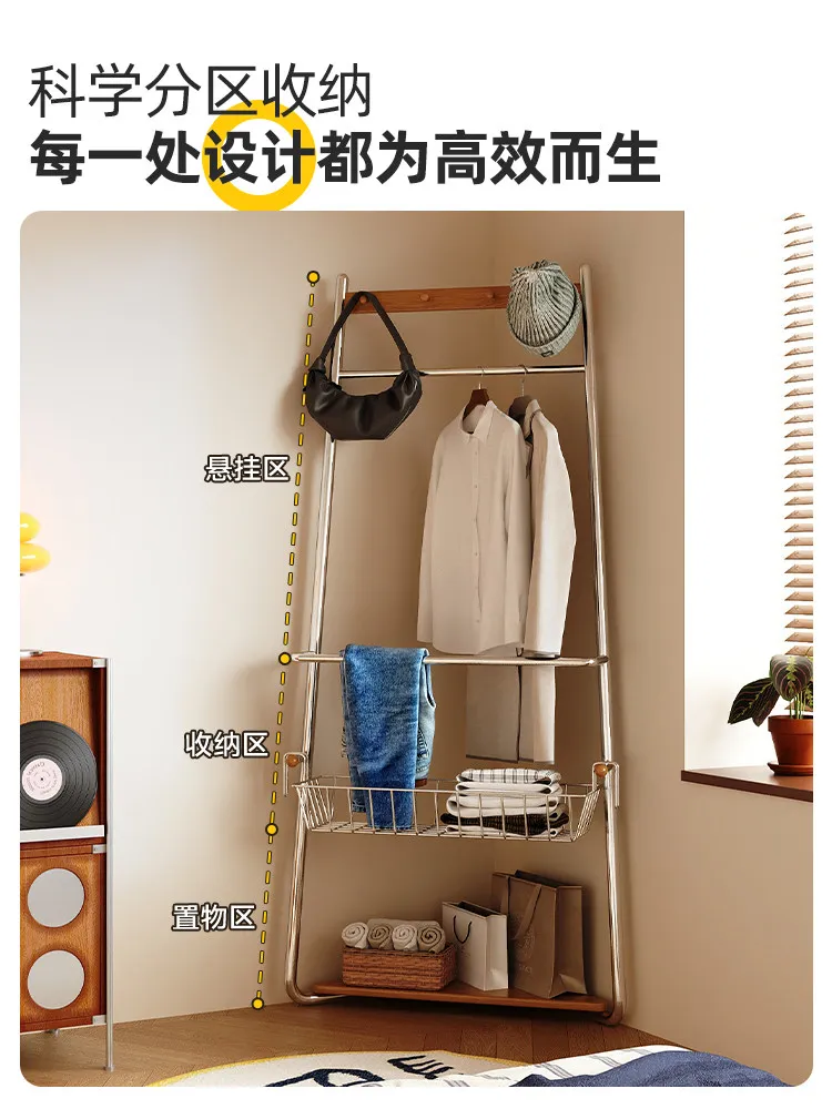Corner Coat Rack Metal Floor Coat Rack Bedroom Living Room Multi-layer Shelf Storage Rack