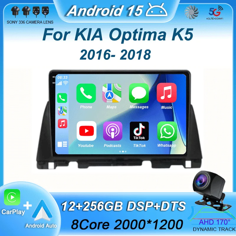 Carplay Auto Car Radio Android 15 For KIA Optima K5 2016 2017 2018 Autoradio Multimedia Stereo Video Player Stereo Audio No 2din