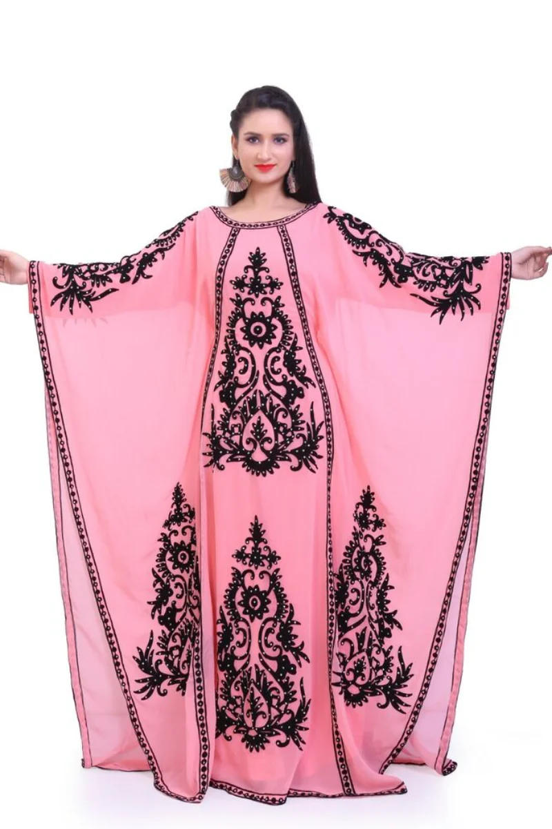 

Women New Year Moroccan Dubai Dress Kaftans Farasha Abaya Aari Embroidery Dress