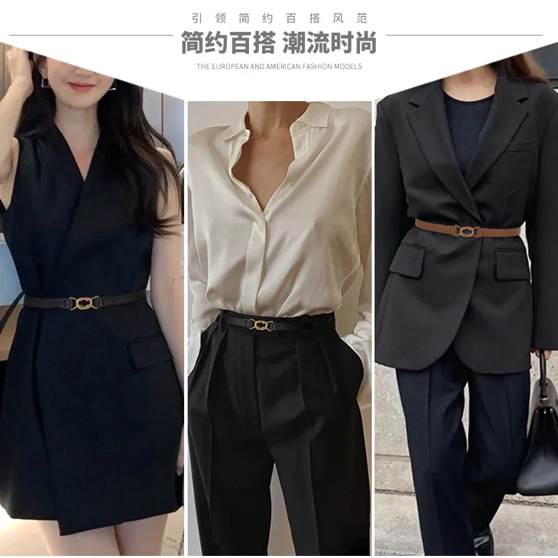 Designer High Quality Genuine Leather Thin Belt Womens Decorative Suit KoreanVersion Dress Fashion New Cowhide Adiustable Belt