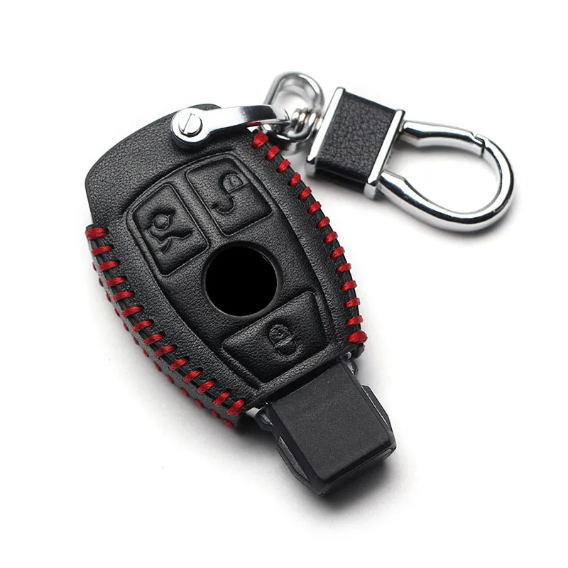 1*For Genuine Leather Car Key Cover Keychain Case for Mercedes Benz CLS CLA GL R SLK AMG A B C S Class Remote Holder Accessories