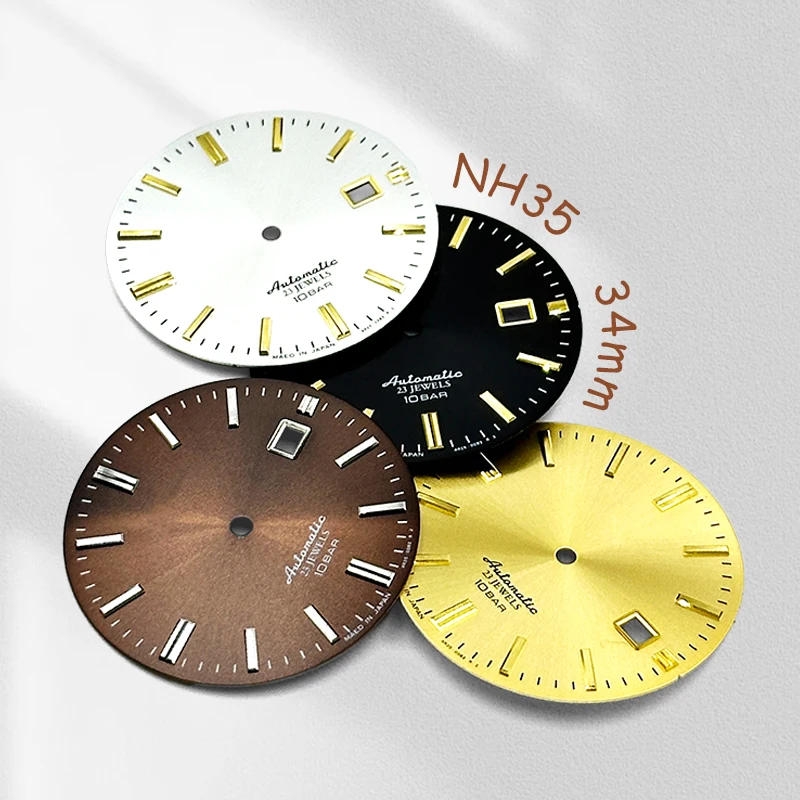 

NH35 Watch Dial 34mm Sunburst Custom Logo NH35 Dial Fit Japanese Movement Watch Repair Parts