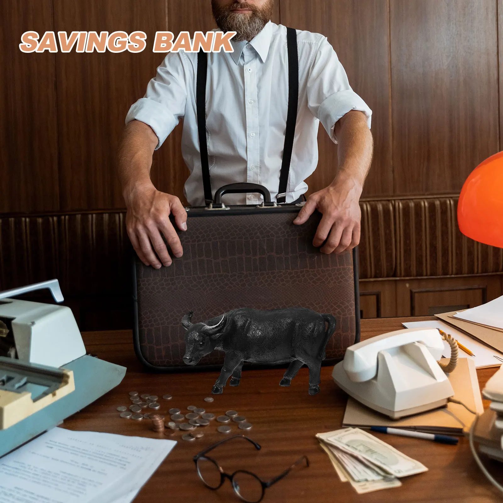 

1Pcs Resin Buffalo Large Storage Jar Durable Money Pot Cartoon Coin Bank for Creative Saving Jar