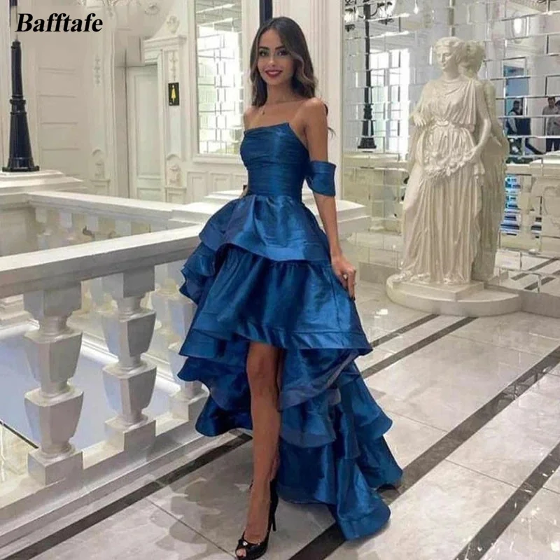 

Bafftafe Short Front Long Back Prom Dresses Tiered Skirt Off The Shoulder Women Formal Wedding Party Dress Evening Gowns 2024