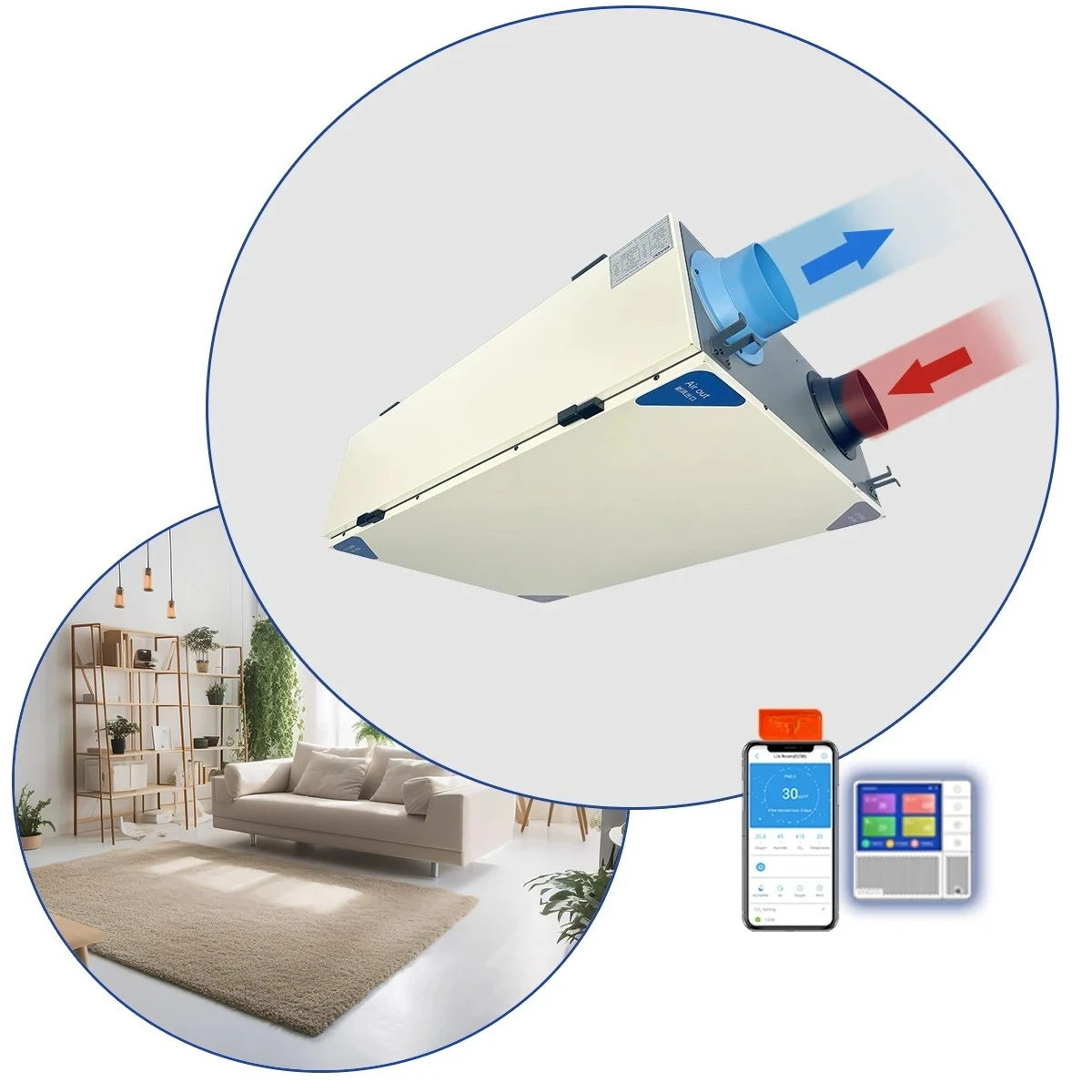 Air Cleaner and Purifier Heat Recovery Ventilation System  for Seaside House