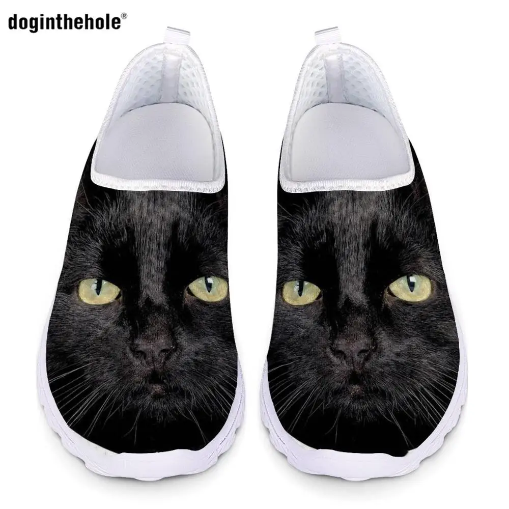 Kittens Cute Baby Cats Printed Spring Summer Mesh Sneakers Women Casual Flats Super Light Walking Female Flat Shoes