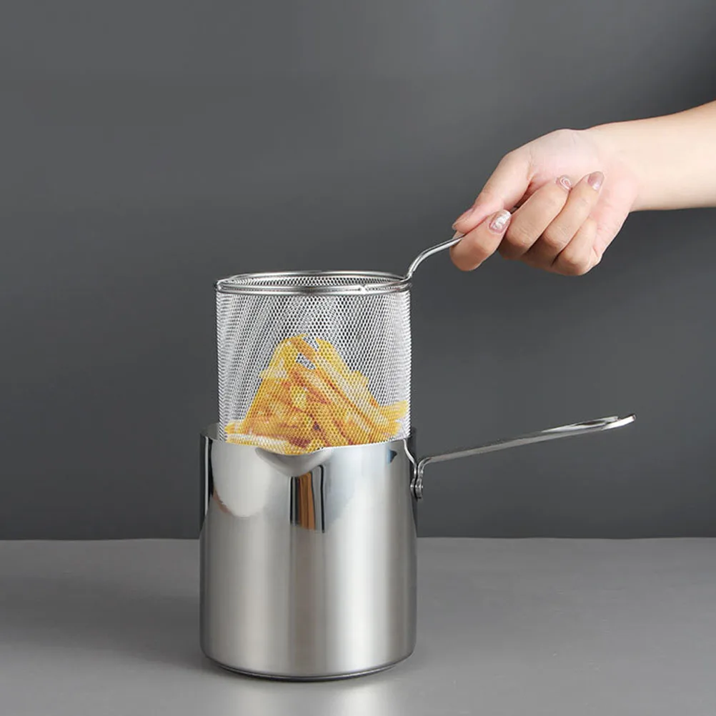 

1 set 1 Set Stainless Steel Frying Pot With Fry Basket Household Deep Fry Nonstick Kitchen Oil Pan Tempura Pot Restaurant Fryer