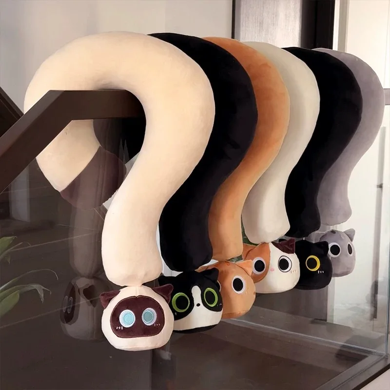 Question Mark Cat Plush Pillow U Shape Neck Support for Office Nap and Travel