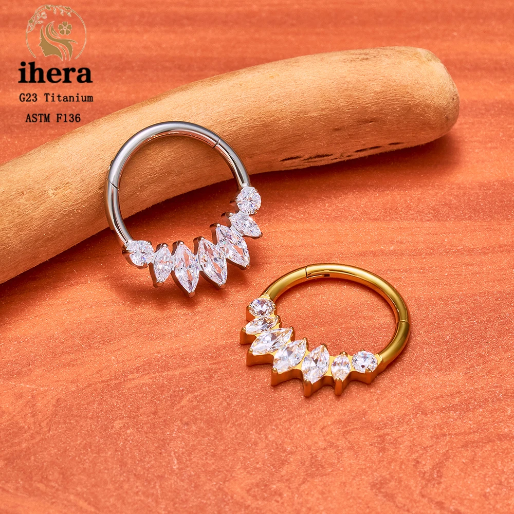 ASTM F136 Titan Birnenförmiger Zirkonia Nasenring 16G Klappbarer Clicker Segment Daith Ohrring Hoop Septum Knorpel Conch Helix Piercing Schmuck – Detail 27