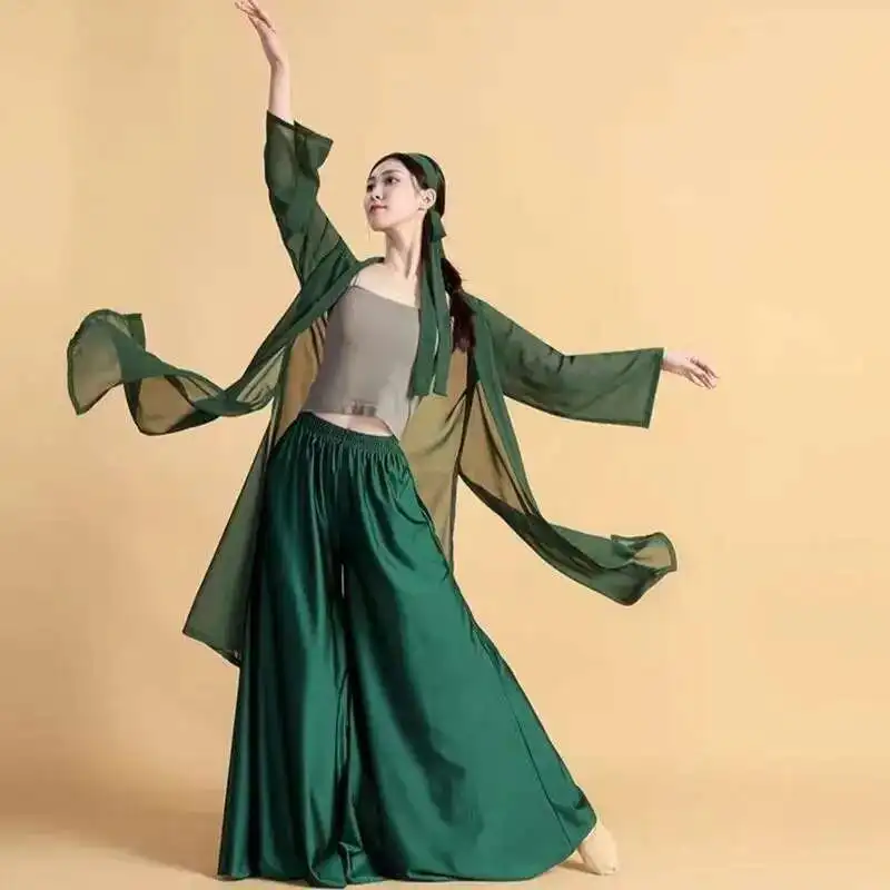

[Excellent Drop Feeling]Chinese Style Dance Costume, Green Snake Gauze Costume, Modern Dance Performance Costume, Practice