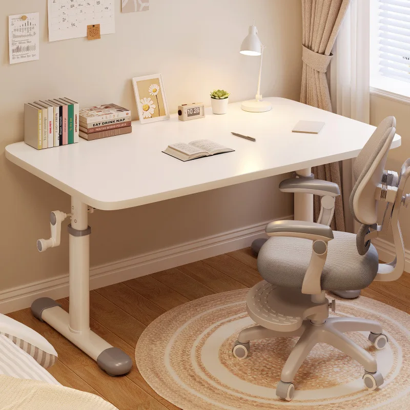 

Hand lifting table Thickened study table Adjustable wooden children's table and chair set Bedroom study