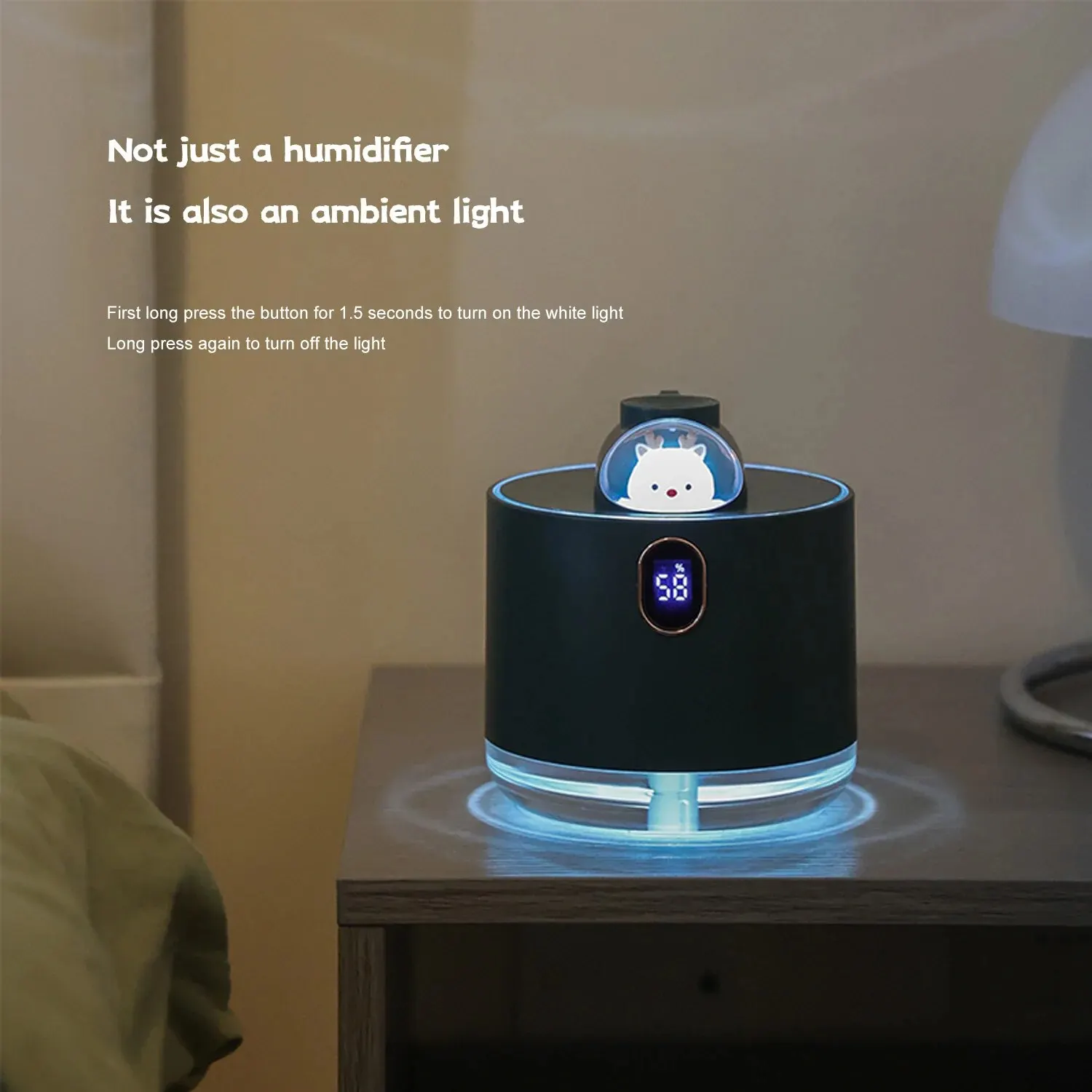 Spacecraft Humidifier Two Spray Modes 2000mAh Auto Shut-Off for Home Large Room Plants Quiet Air Humidifier with Night Light