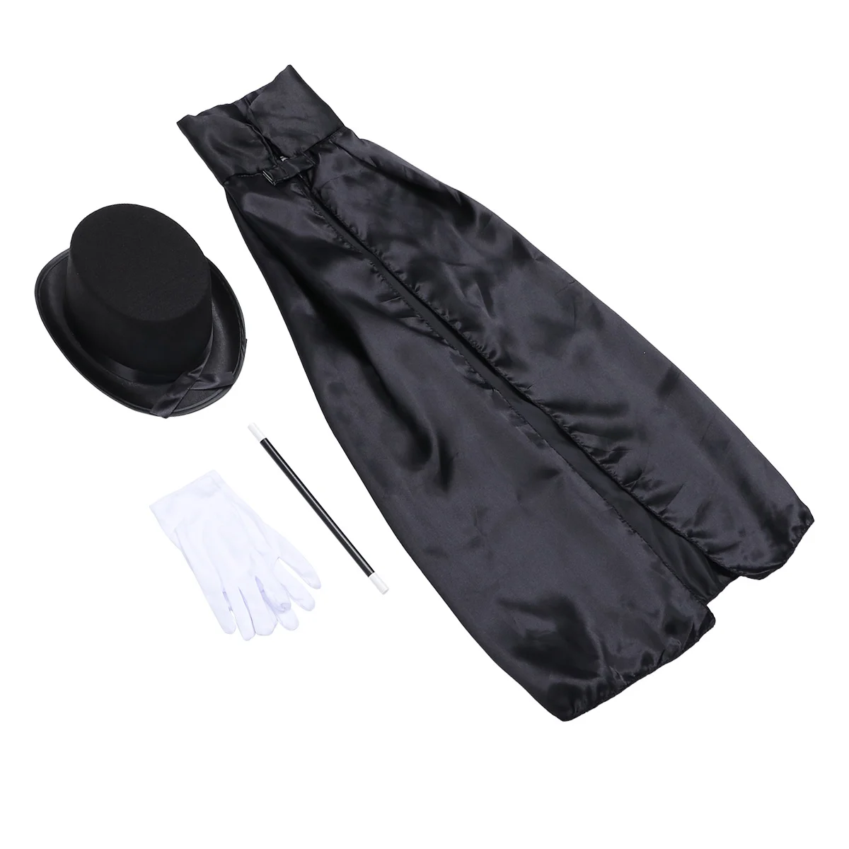 

5PCS Magician Role Play Set Dress-Up Costume Cosplay Outfit for Halloween Party Masquerade Performance Gloves Hat Cloak